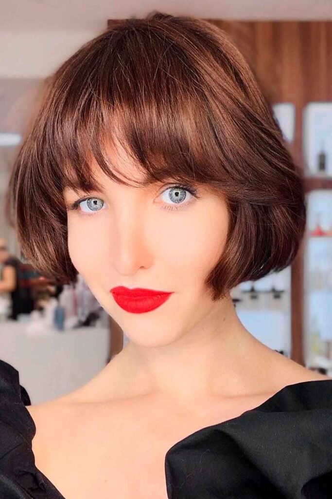 Voluminous Bob with Rounded Bangs