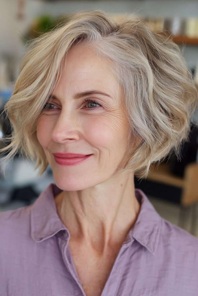 Voluminous Bob with Side-Swept Texture