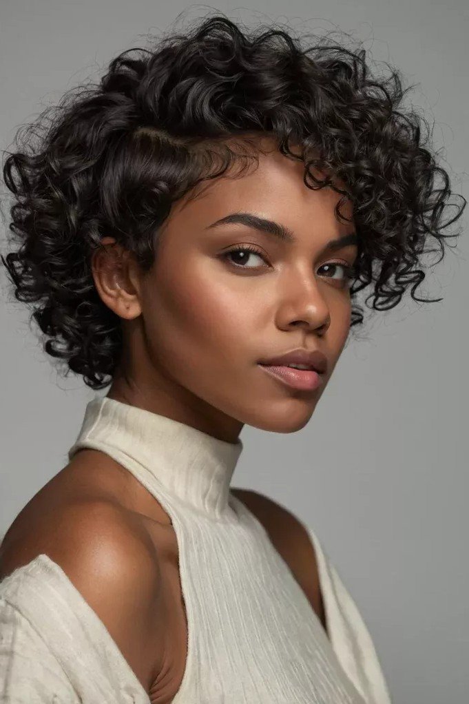 Voluminous Curly Bob with Soft Side Part