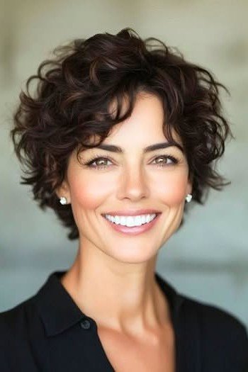 Voluminous Curly Dark Brown Bob