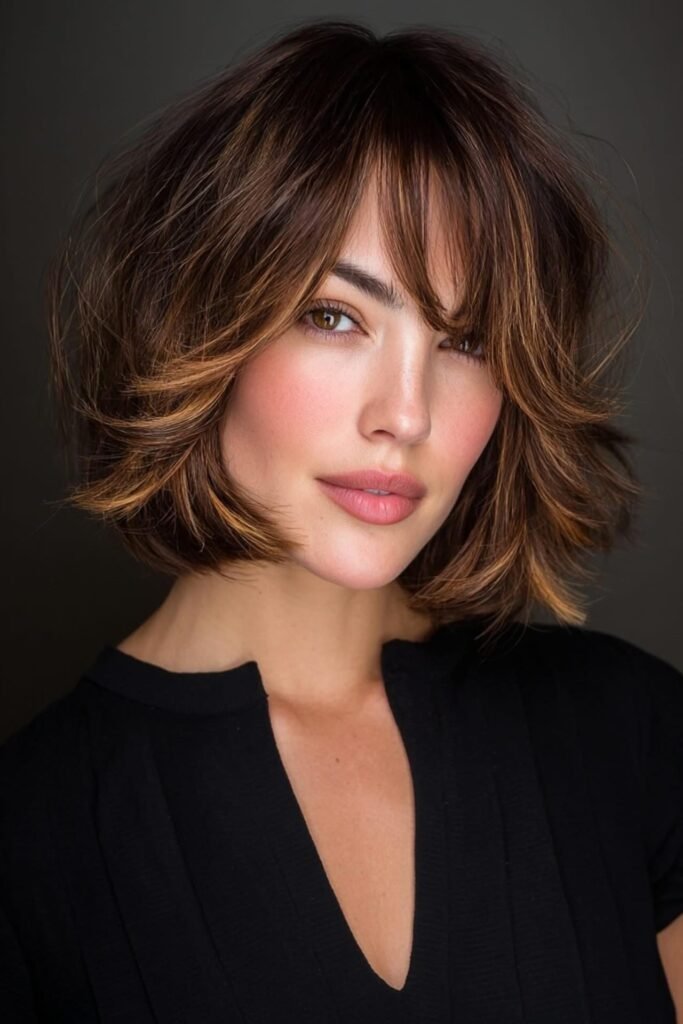 Voluminous Layered Bob with Face-Framing Waves