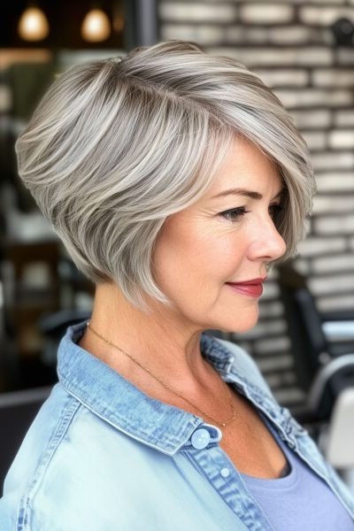 Voluminous Layered Bob with Side-Swept Bangs