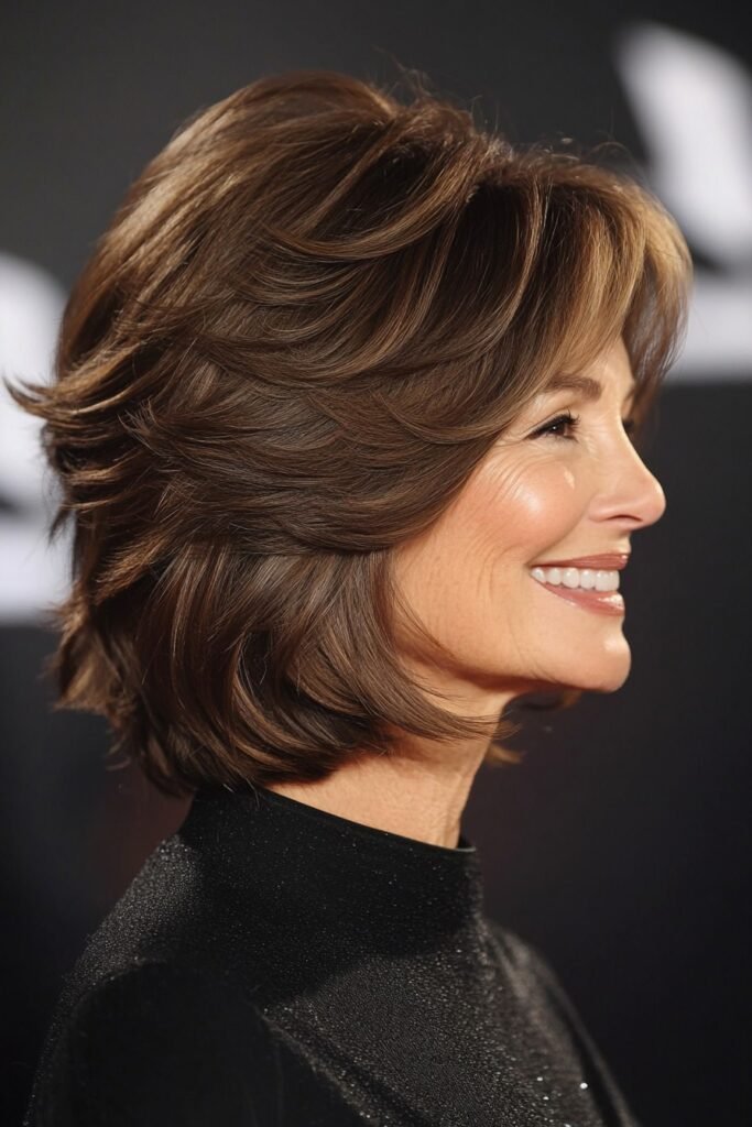 Voluminous Layered Bob with Side-Swept Bangs