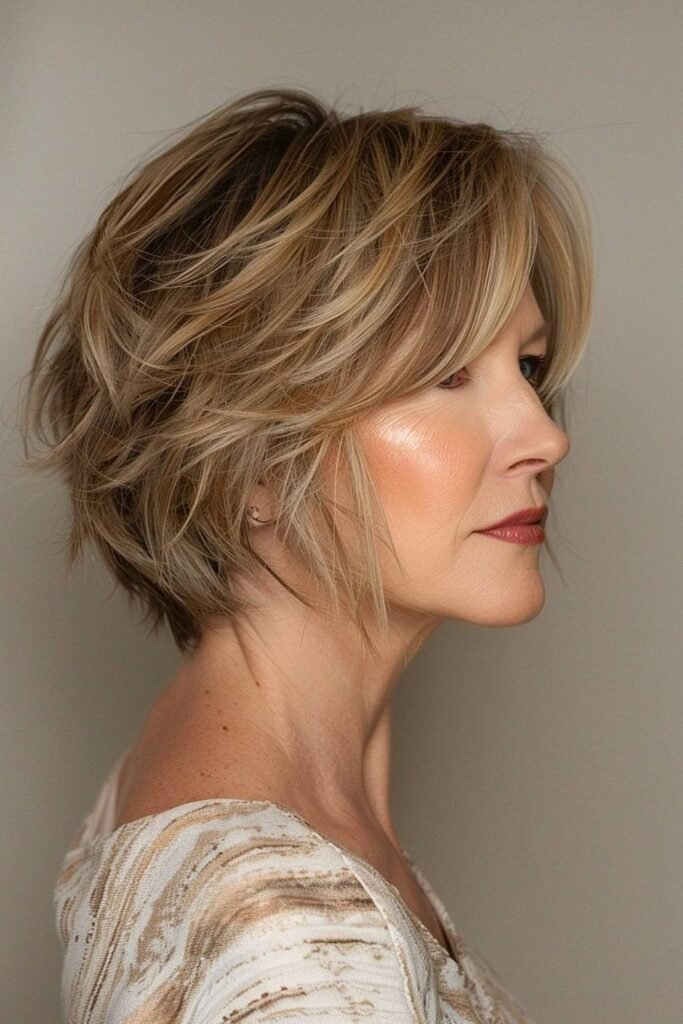 Voluminous Layered Bob with Side-Swept Bangs