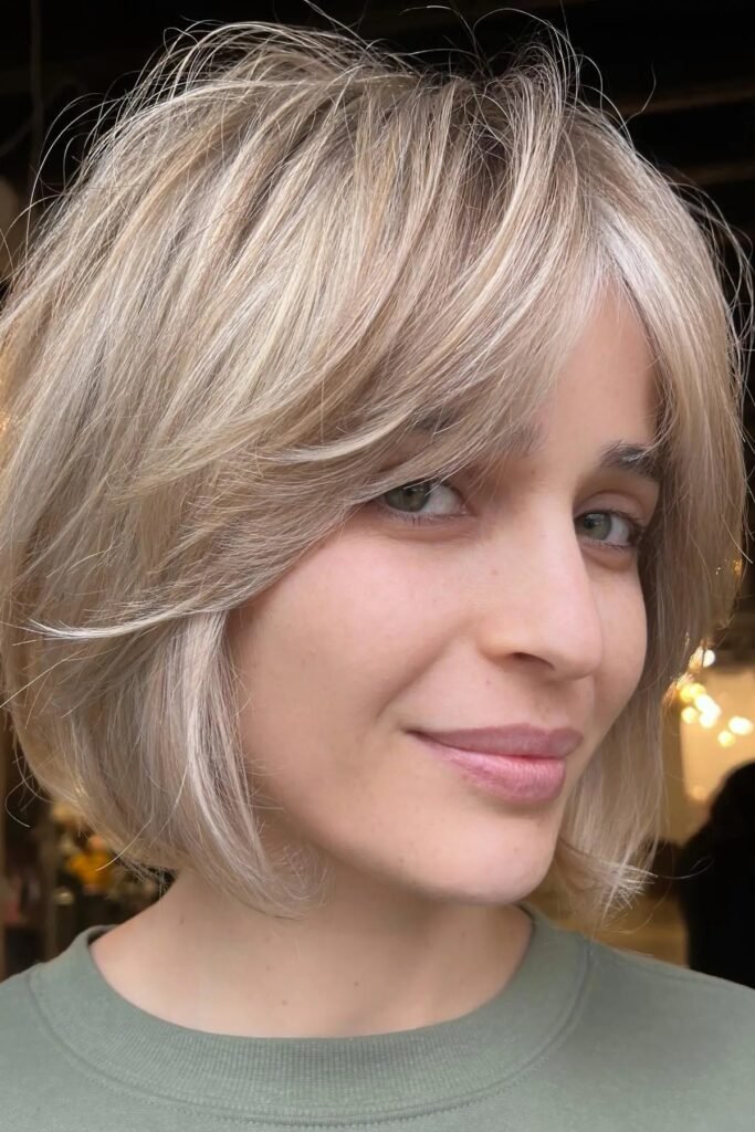 Voluminous Layered Bob with Soft Bangs