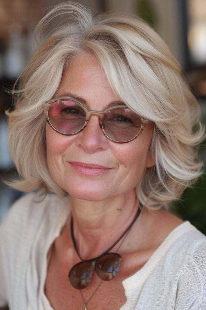 Voluminous Layered Bob with Soft Platinum Highlights