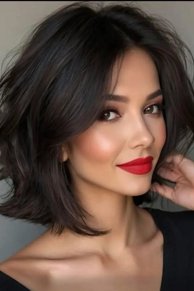 Voluminous Layered Bob with Soft Waves
