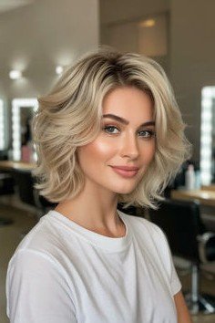 Voluminous Layered Bob with Soft Waves