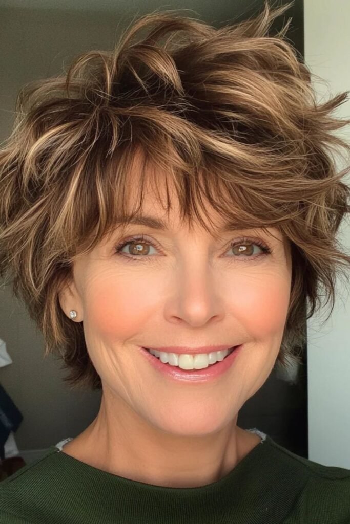 Voluminous Layered Shag with Wispy Bangs