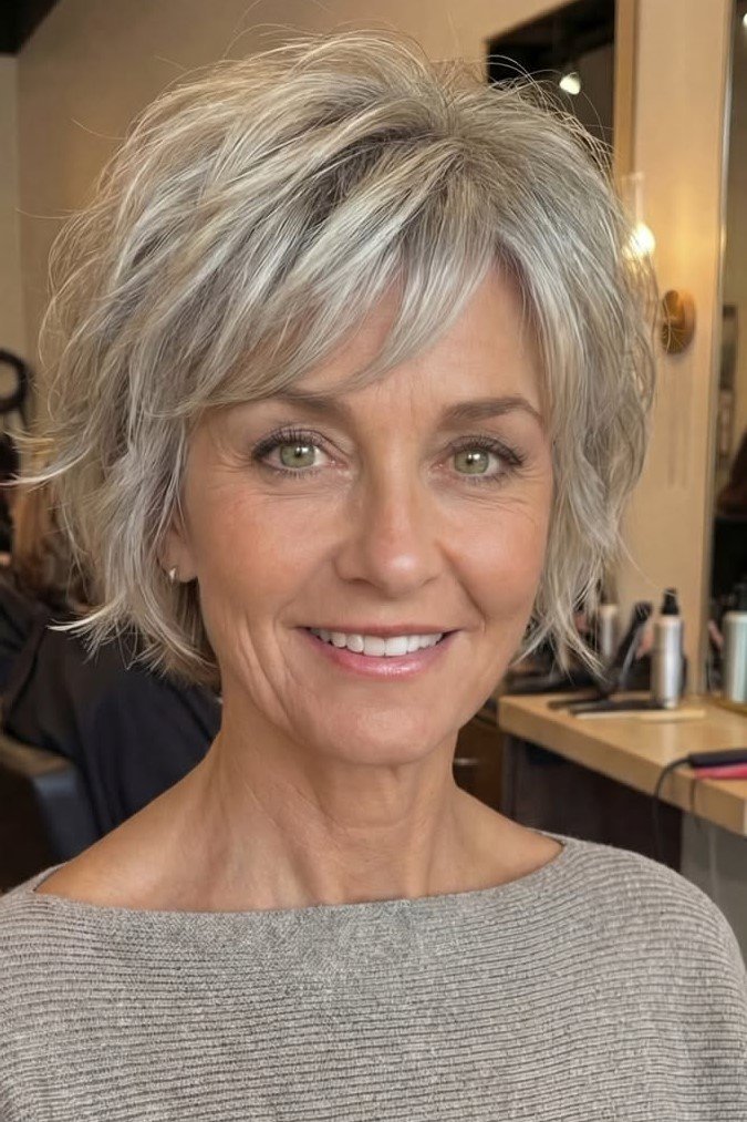 Voluminous Layered Shag with Wispy Bangs