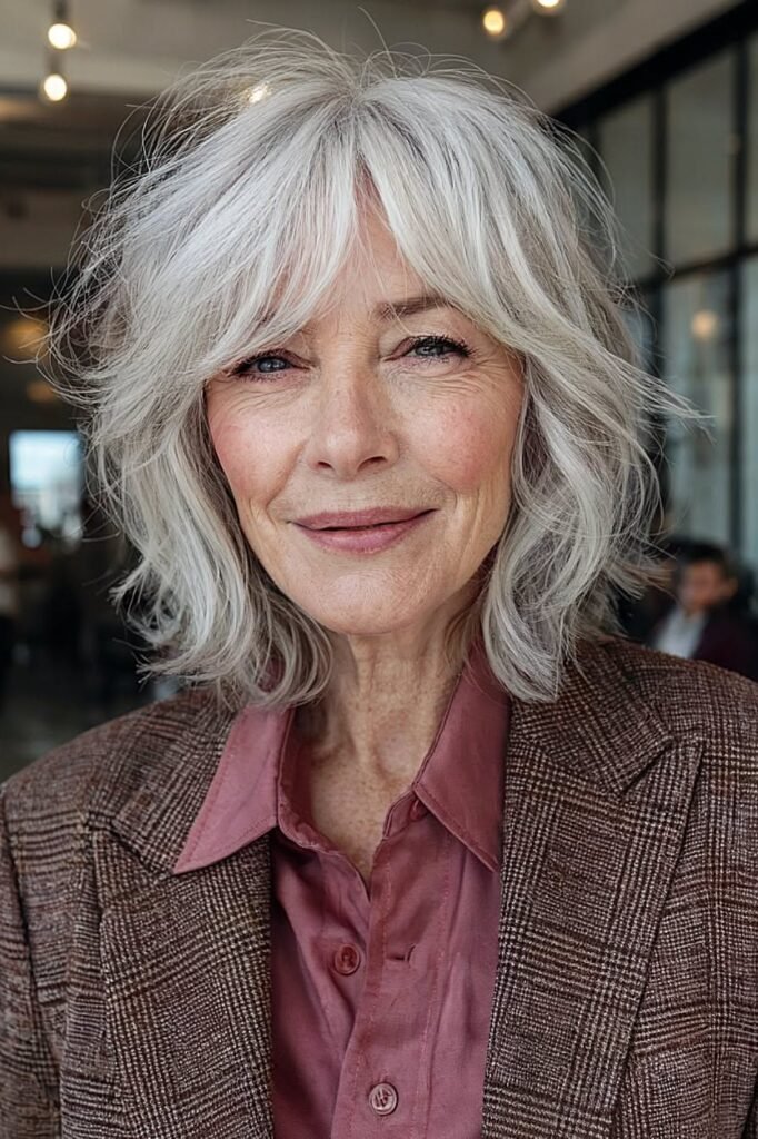 Voluminous Shag with Textured Curtain Bangs