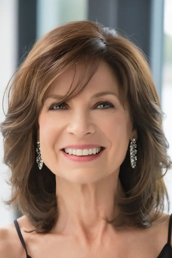 Voluminous Shoulder-Length Bob with Side Bangs