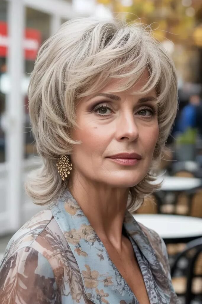 Voluminous Silver Bob with Soft Waves