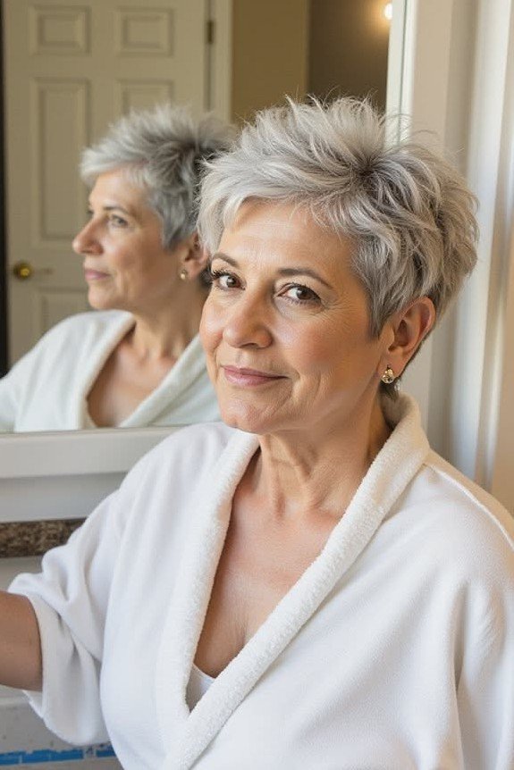 Voluminous Silver Pixie with Piece-y Bangs