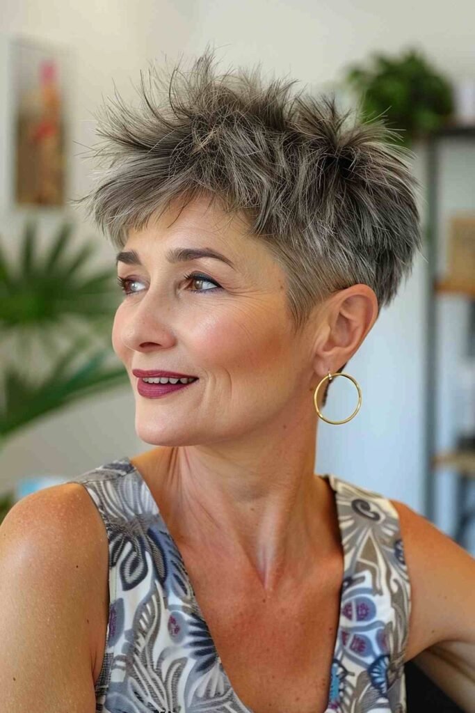 Voluminous Spiky Pixie with Tapered Sides