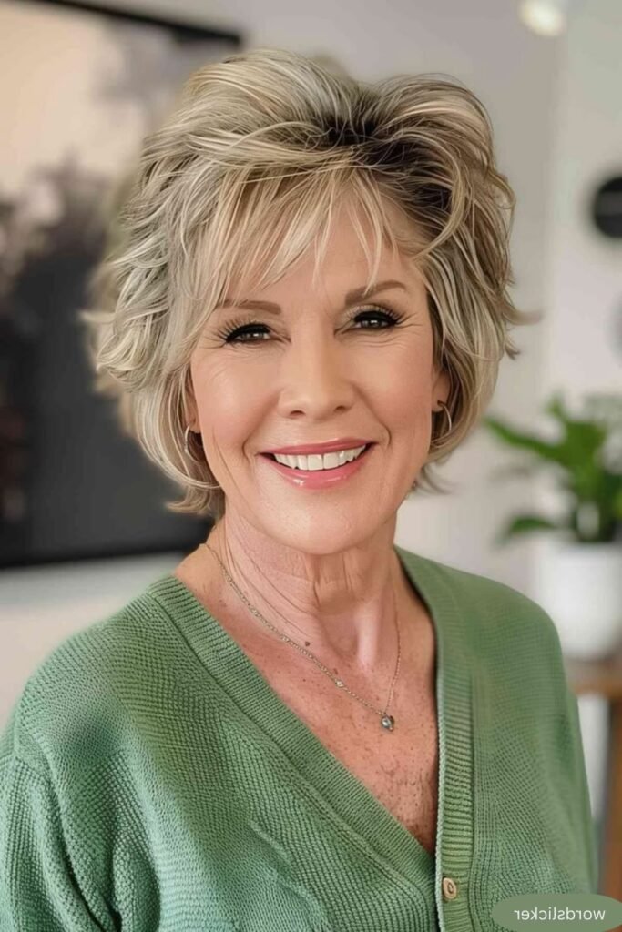 Voluminous Textured Pixie Cut with Wispy Bangs