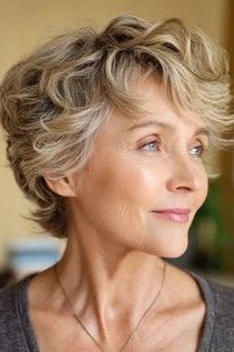 Voluminous Wavy Blonde and Gray Bob