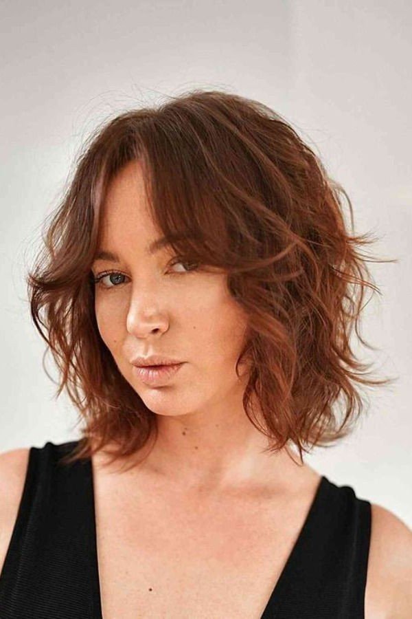 Warm Auburn Textured Lob with Soft Layers