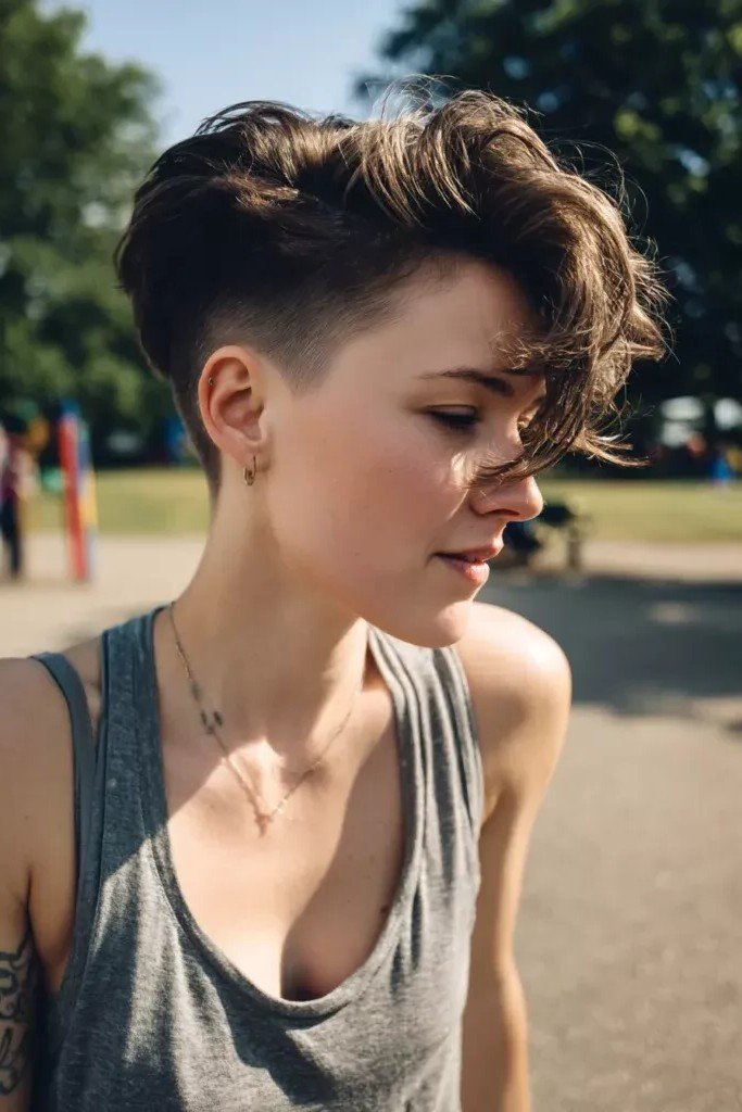Wavy Asymmetrical Pixie Cut with Undercut