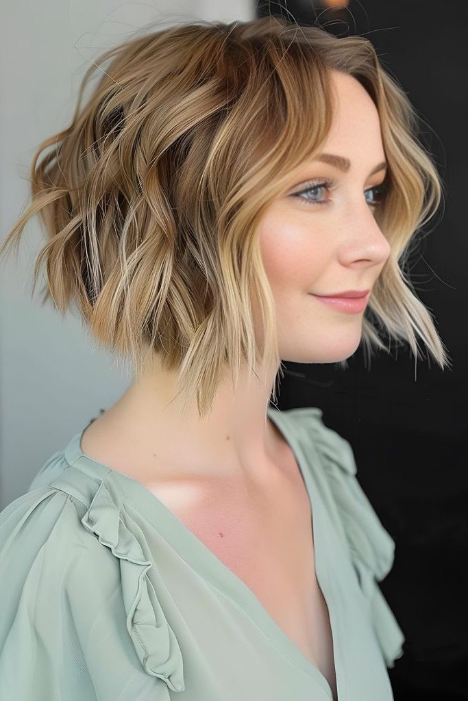 Wavy Blonde Bob with Face-Framing Layers