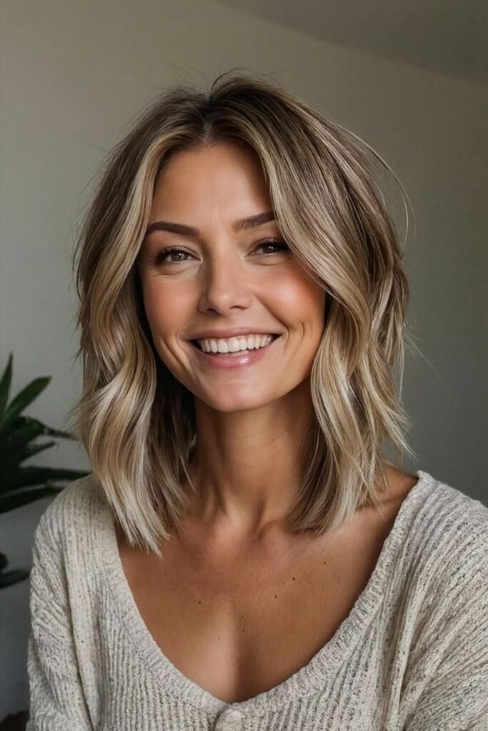Wavy Blonde Bob with Soft Face-Framing Layers