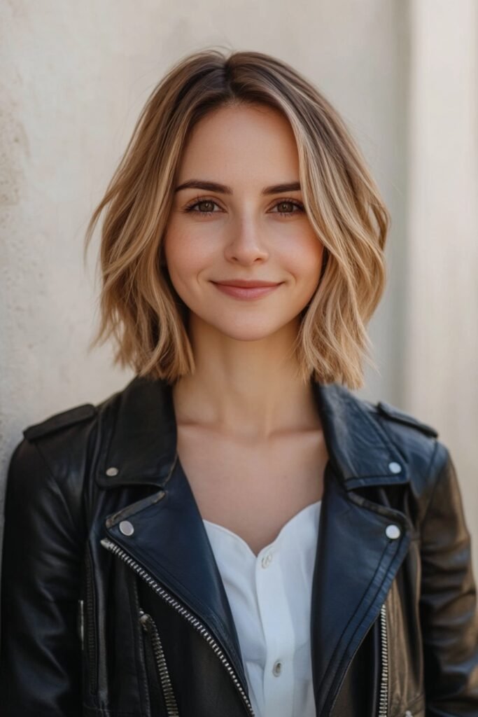 Wavy Blonde Bob with Soft Texture