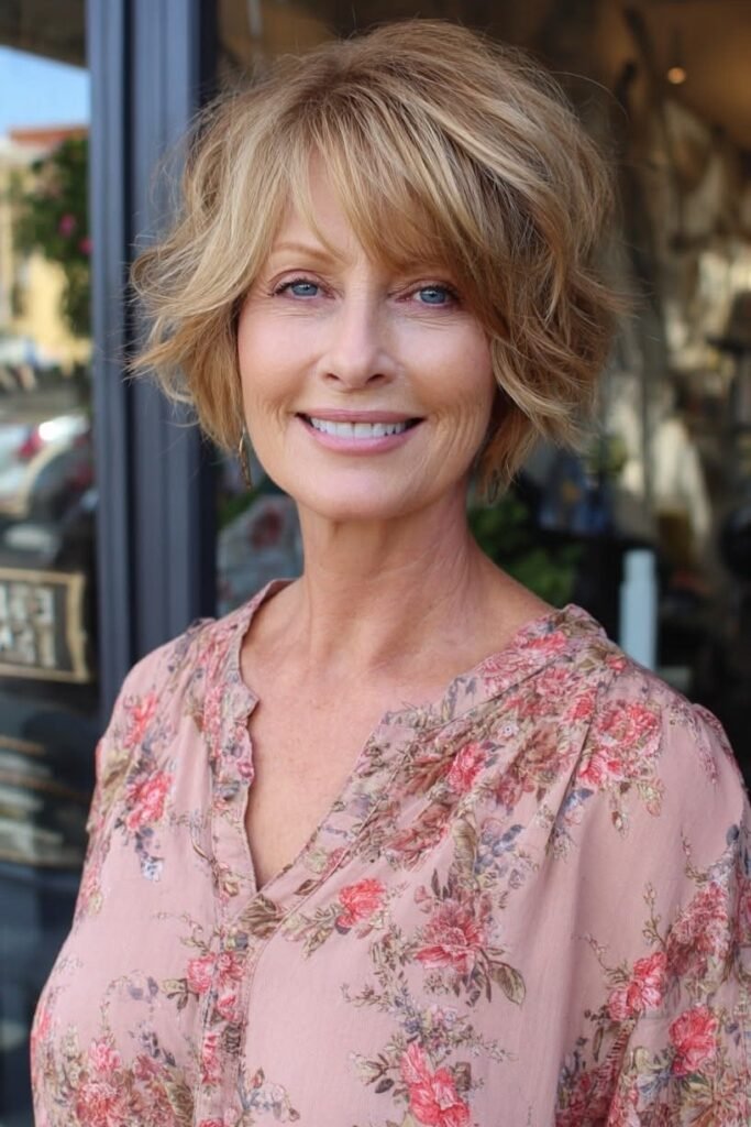 Wavy Bob with Side-Swept Bangs