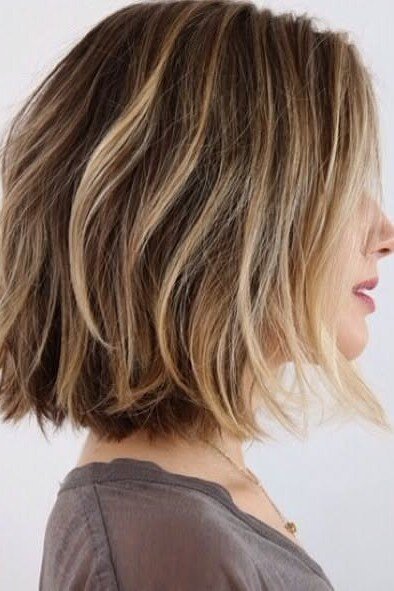 Wavy Brunette Bob with Dimensional Highlights