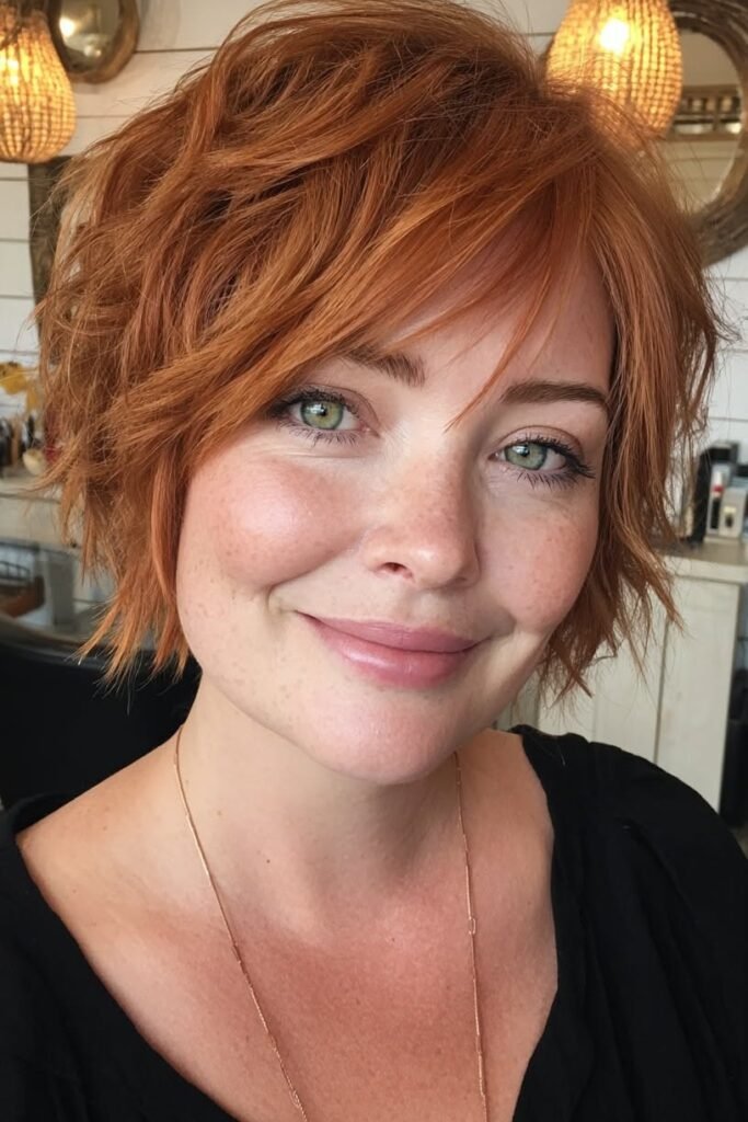 Wavy Copper Shaggy Pixie