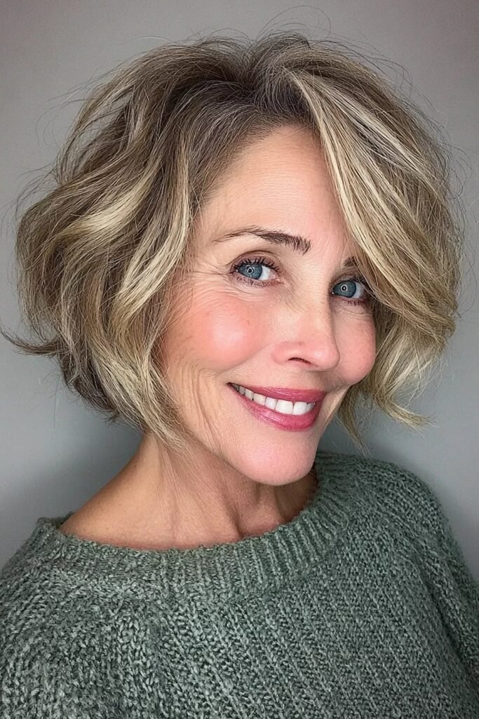 Wavy Dimensional Bob with Blonde Balayage