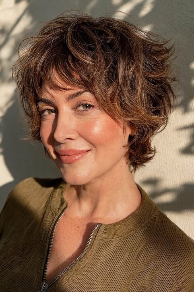 Wavy Layered Shag Cut with Textured Bangs