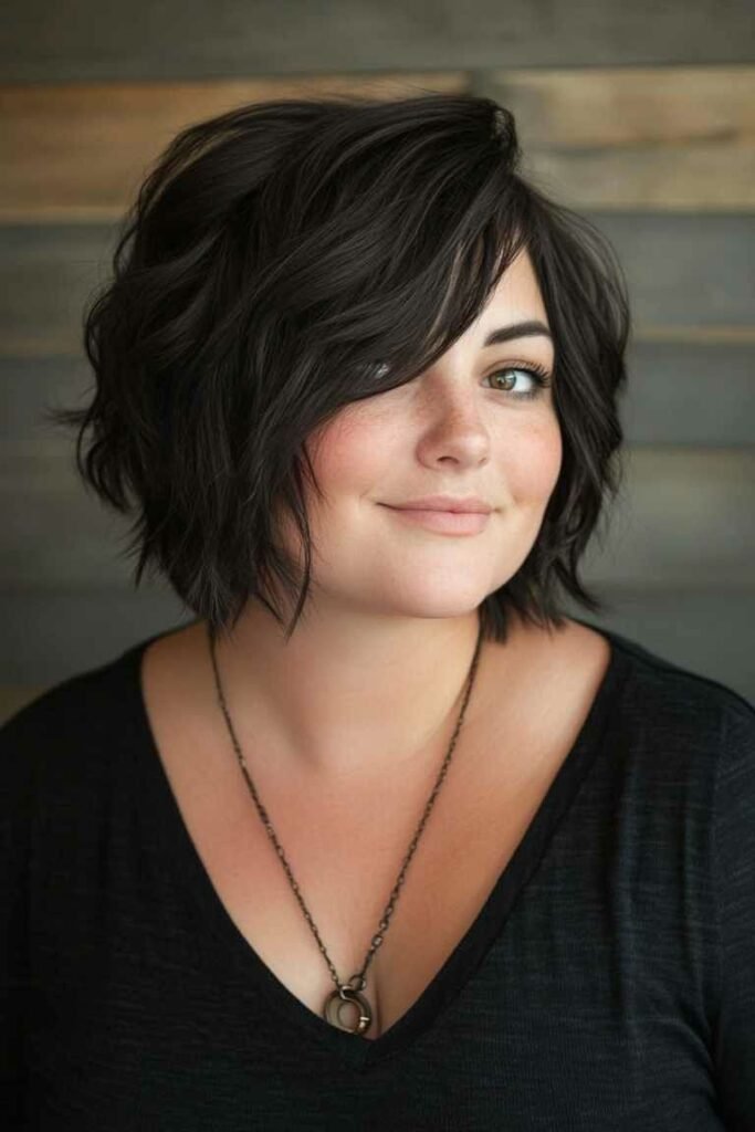 Wavy Textured Bob with Deep Side Part