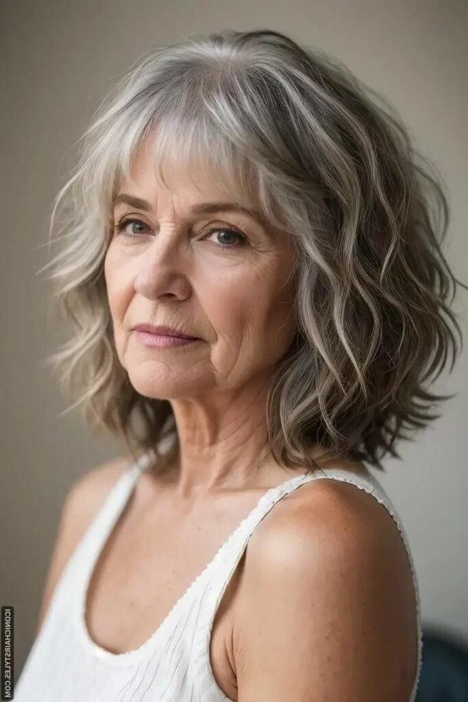 Wavy Textured Bob with Fringe