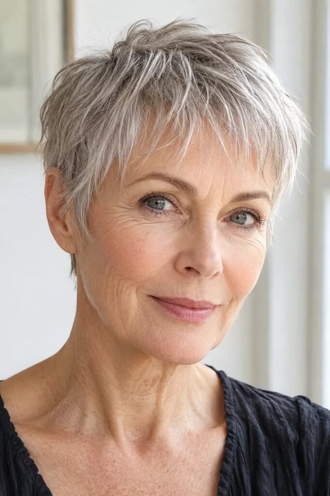Wispy Silver Pixie with Soft Layering