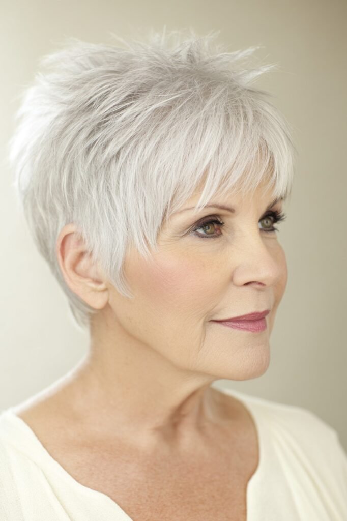 Wispy Silver Pixie with Textured Crown