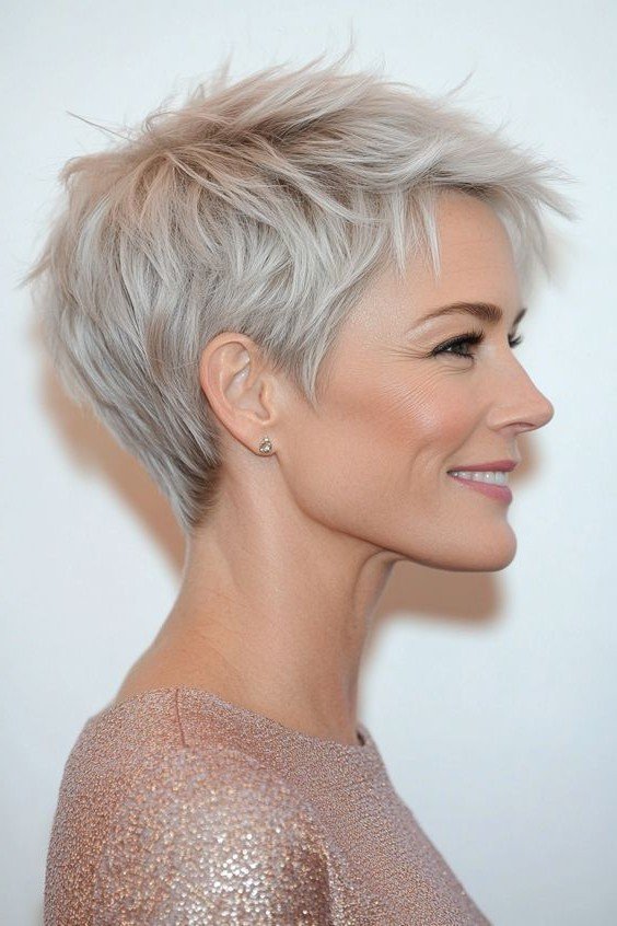 Wispy Textured Platinum Blonde Pixie