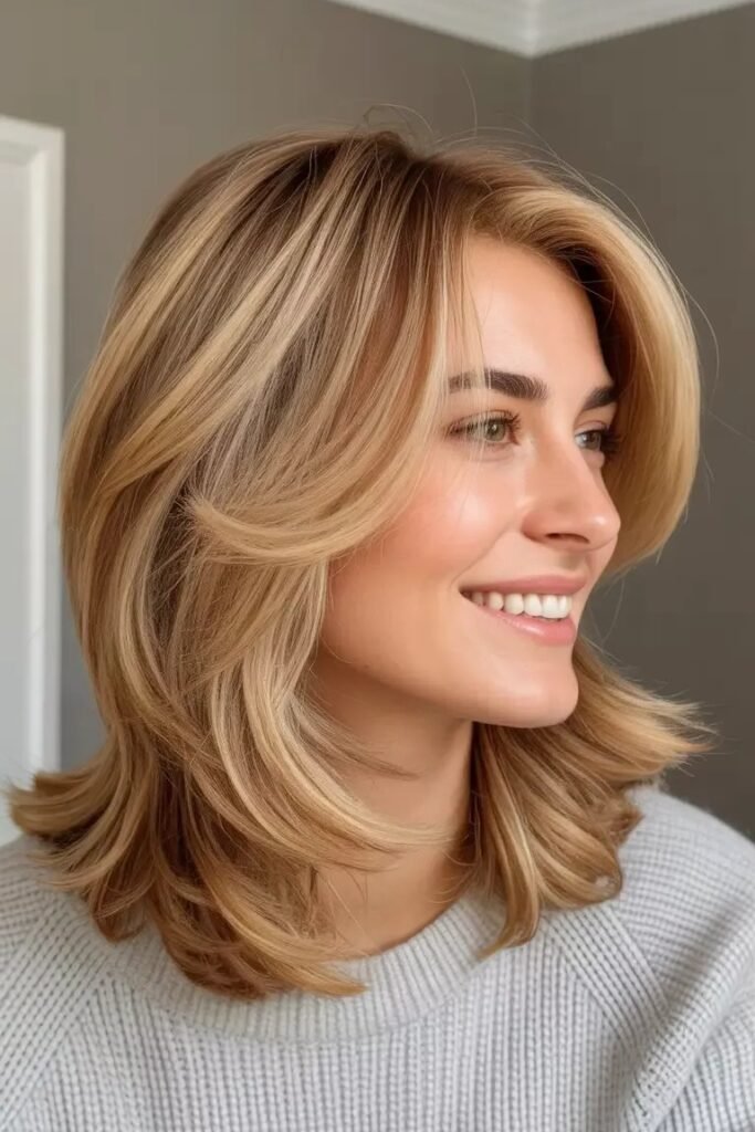 shoulder Layered Hair with Face-Framing Highlights