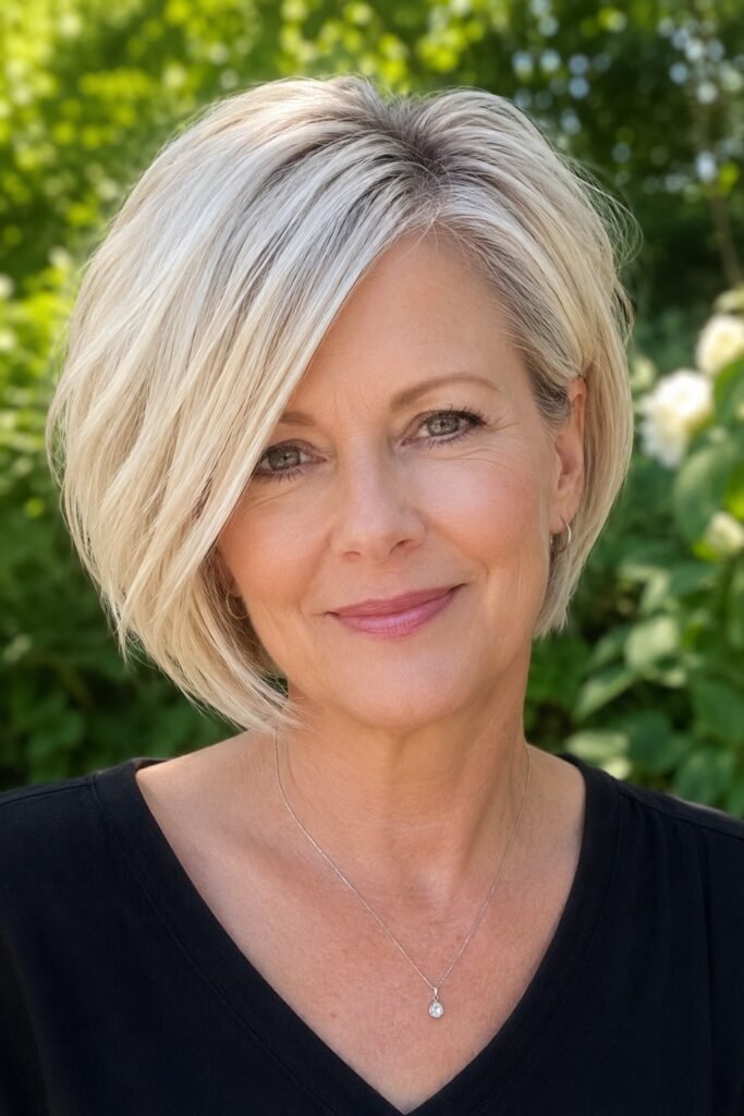 Angled Bob with Volume and Side Part