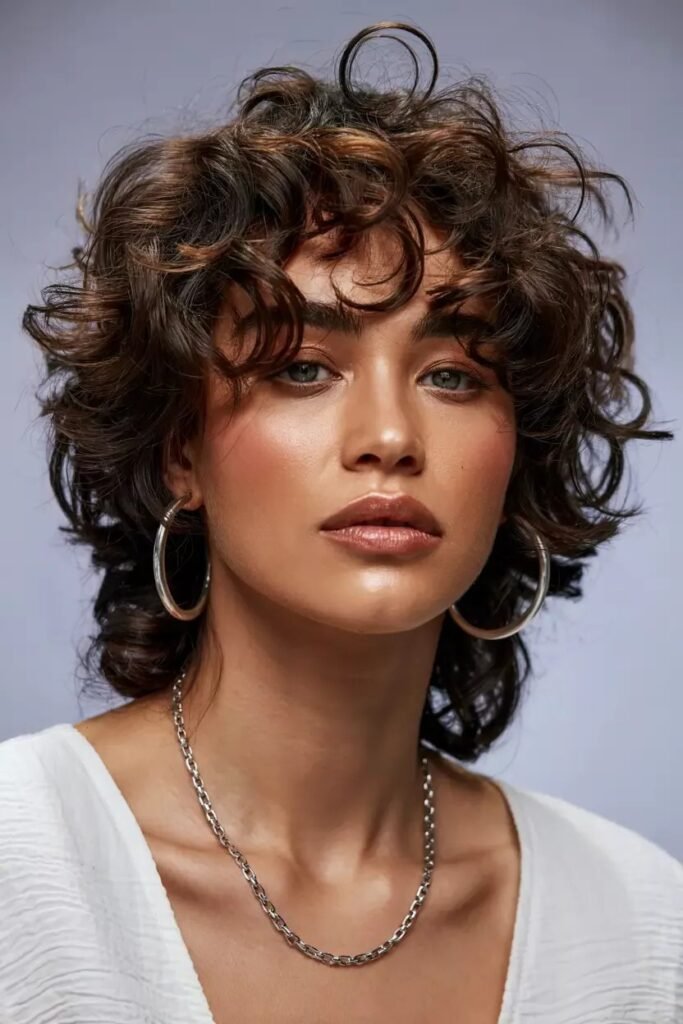 Bouncy Curly Shag with Face-Framing Curls