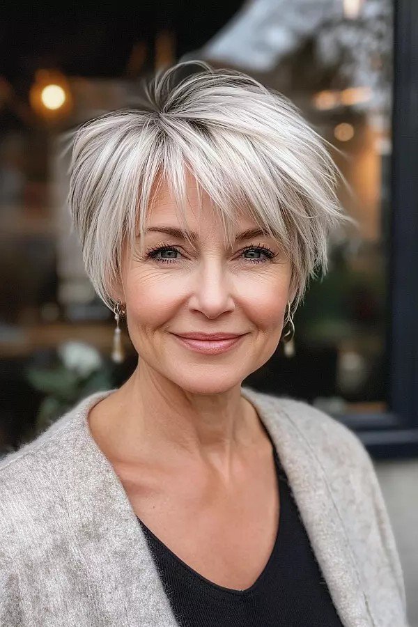 Chic Textured Pixie with Fine Layered Bangs