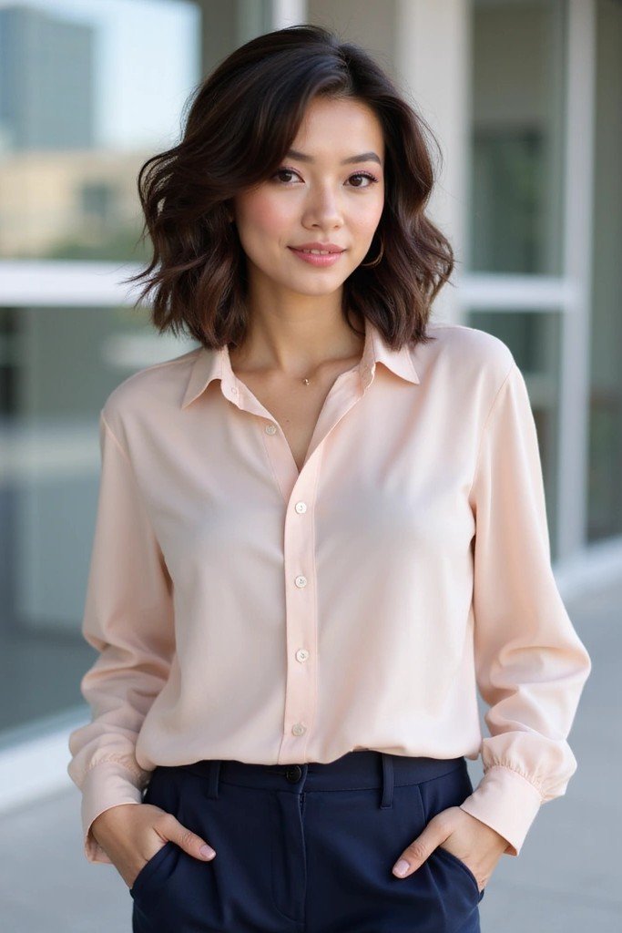Chin-Length Bob with Subtle Waves and Side Part