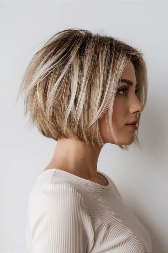 Choppy Layered Blonde Bob