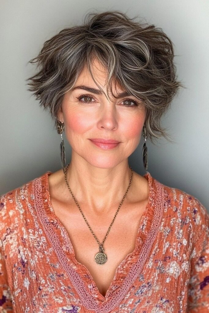 Choppy Layered Bob with Highlights