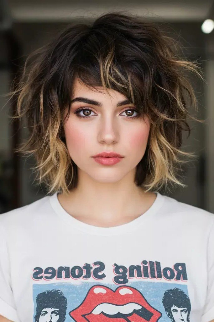 Choppy Layered Bob with Two-Tone Color