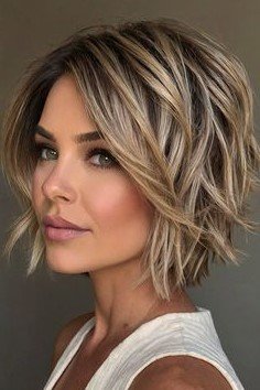 Choppy Layered Bob with Wavy Texture