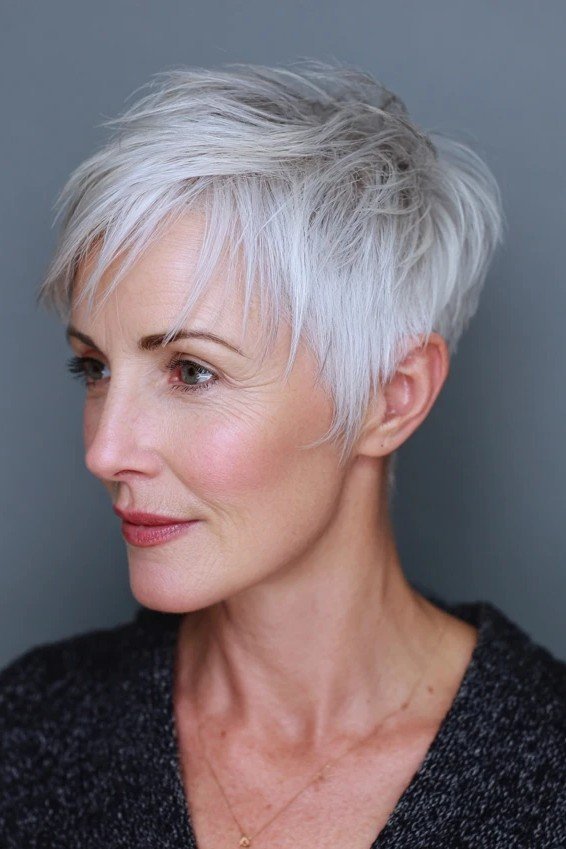 Choppy Silver Pixie with Soft Texturized Layers
