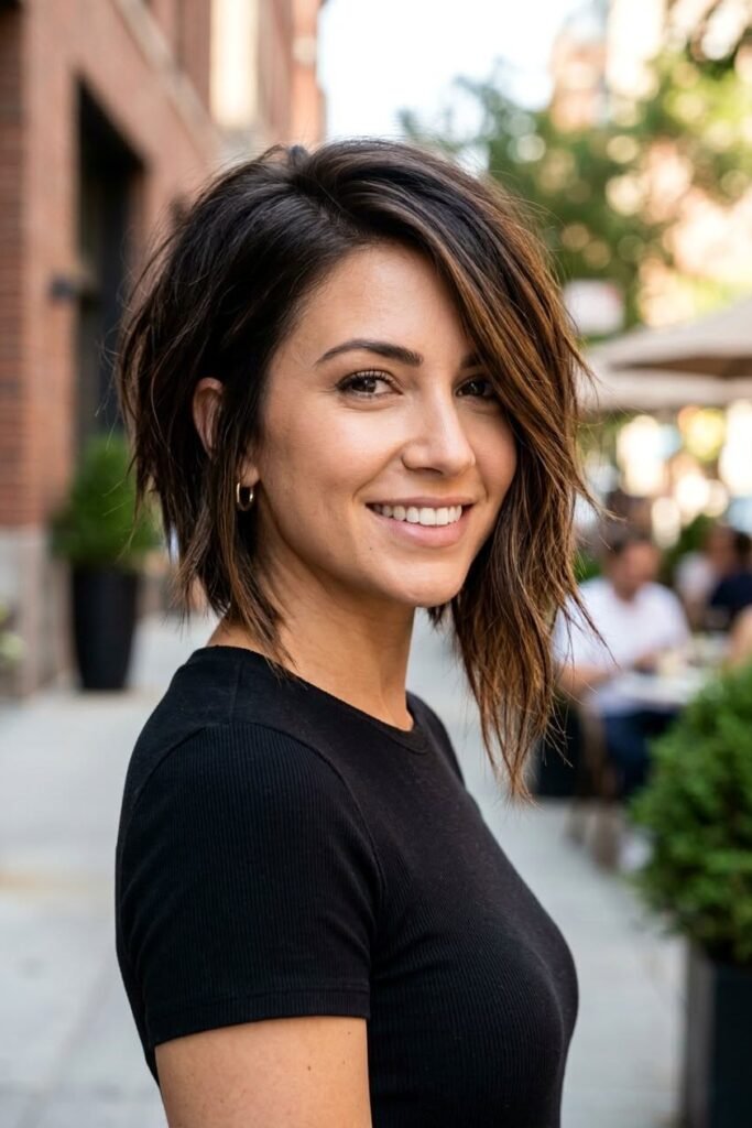 Choppy Textured Angled Bob