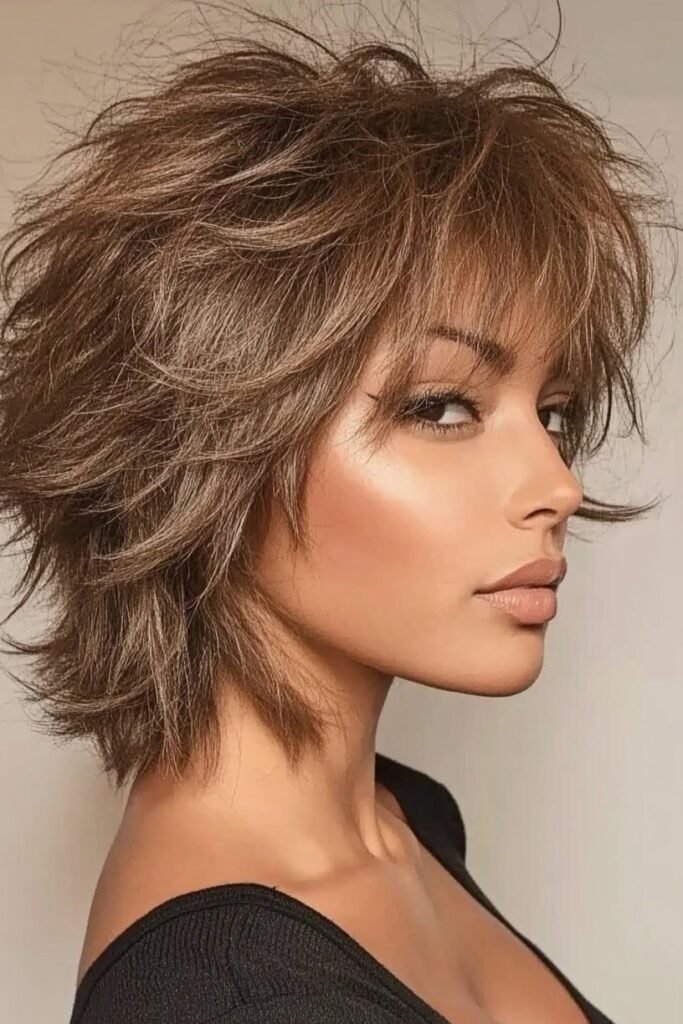 Choppy Textured Shag with Soft Volume and Fringe