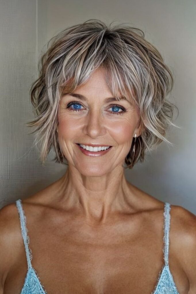 Choppy Textured Short Bob with Wispy Fringe
