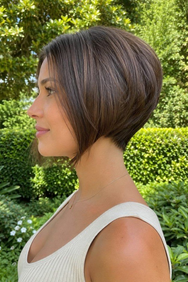 Classic Brunette Stacked Bob